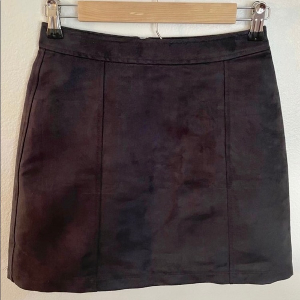 Suede A-line skirt